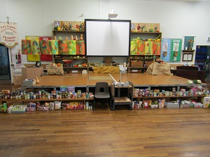 Saltford school hall at harvest time