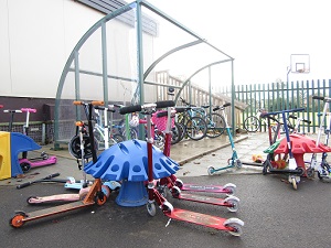 Scooter and bike parking at Saltford School